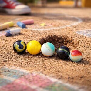 Vintage Shooter Marble Lot 5pcs 19–25mm Marble King Vitro Agate Mix